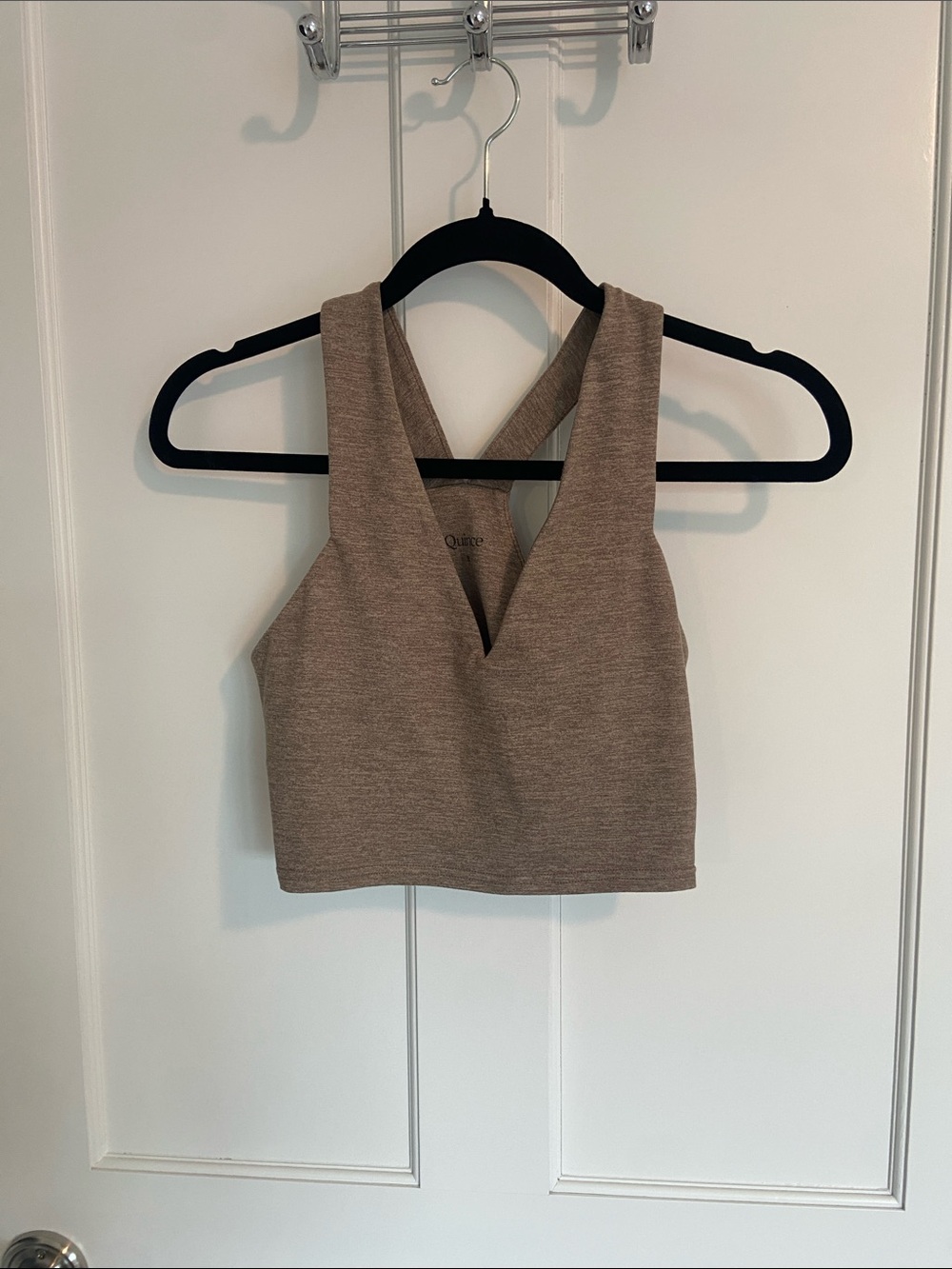 Cropped V-Neck Tank Top in Taupe